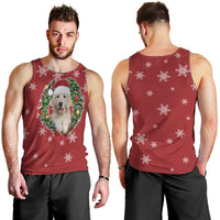 Golden Retriever Christmas Men Tank Top with Santa Hat Wreath and Snowflake Design - Wonder Print Shop