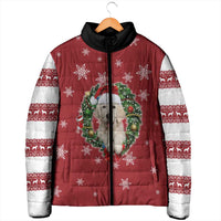 Golden Retriever Christmas Padded Jacket with Santa Hat Wreath and Snowflake Design - Wonder Print Shop
