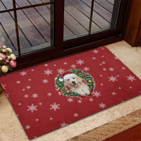 Golden Retriever Christmas Rubber Doormat with Santa Hat Wreath and Snowflake Design - Wonder Print Shop