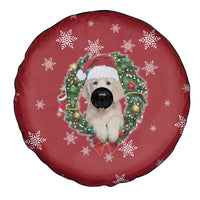Golden Retriever Christmas Spare Tire Cover with Santa Hat Wreath and Snowflake Design - Wonder Print Shop