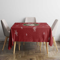 Golden Retriever Christmas Tablecloth with Santa Hat Wreath and Snowflake Design - Wonder Print Shop