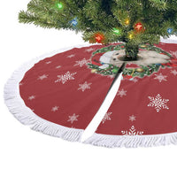 Golden Retriever Christmas Tree Skirt with Santa Hat Wreath and Snowflake Design - Wonder Print Shop
