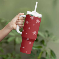 Golden Retriever Christmas Tumbler With Handle with Santa Hat Wreath and Snowflake Design - Wonder Print Shop