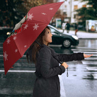 Golden Retriever Christmas Umbrella with Santa Hat Wreath and Snowflake Design - Wonder Print Shop