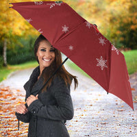 Golden Retriever Christmas Umbrella with Santa Hat Wreath and Snowflake Design - Wonder Print Shop