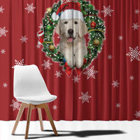 Golden Retriever Christmas Window Curtain with Santa Hat Wreath and Snowflake Design - Wonder Print Shop