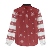 Golden Retriever Christmas Women Casual Shirt with Santa Hat Wreath and Snowflake Design - Wonder Print Shop