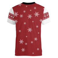 Golden Retriever Christmas Women V-Neck T-Shirt with Santa Hat Wreath and Snowflake Design - Wonder Print Shop