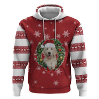 Golden Retriever Christmas Zip Hoodie with Santa Hat Wreath and Snowflake Design - Wonder Print Shop