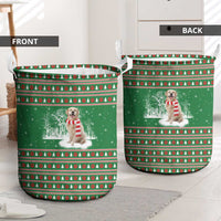Golden Retriever Christmas Laundry Basket with Red Scarf Snowflakes and Tree Pattern - Wonder Print Shop