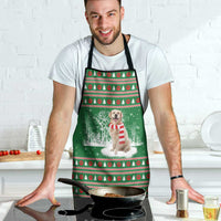 Golden Retriever Christmas Apron with Red Scarf Snowflakes and Tree Pattern - Wonder Print Shop