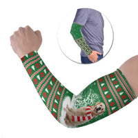 Golden Retriever Christmas Arm Sleeves with Red Scarf Snowflakes and Tree Pattern - Wonder Print Shop