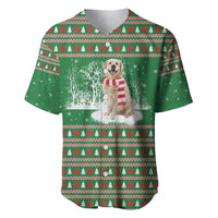 Golden Retriever Christmas Baseball Jersey with Red Scarf Snowflakes and Tree Pattern - Wonder Print Shop