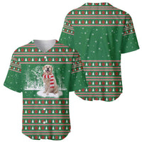 Golden Retriever Christmas Baseball Jersey with Red Scarf Snowflakes and Tree Pattern - Wonder Print Shop