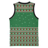 Golden Retriever Christmas Basketball Jersey with Red Scarf Snowflakes and Tree Pattern - Wonder Print Shop