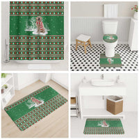 Golden Retriever Christmas Bathroom Set with Red Scarf Snowflakes and Tree Pattern - Wonder Print Shop