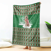 Golden Retriever Christmas Blanket with Red Scarf Snowflakes and Tree Pattern - Wonder Print Shop