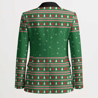 Golden Retriever Christmas Blazer with Red Scarf Snowflakes and Tree Pattern - Wonder Print Shop