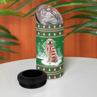 Golden Retriever Christmas 4 in 1 Can Cooler Tumbler with Red Scarf Snowflakes and Tree Pattern - Wonder Print Shop