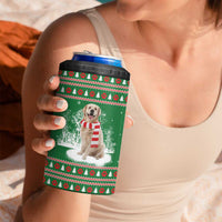 Golden Retriever Christmas 4 in 1 Can Cooler Tumbler with Red Scarf Snowflakes and Tree Pattern - Wonder Print Shop