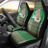Golden Retriever Christmas Car Seat Cover with Red Scarf Snowflakes and Tree Pattern - Wonder Print Shop