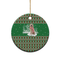Golden Retriever Christmas Ceramic Ornament with Red Scarf Snowflakes and Tree Pattern - Wonder Print Shop