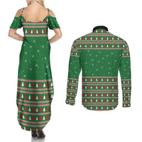 Golden Retriever Christmas Couples Matching Summer Maxi Dress and Long Sleeve Button Shirt with Red Scarf Snowflakes and Tree Pattern - Wonder Print Shop