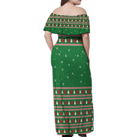 Golden Retriever Christmas Family Matching Off Shoulder Maxi Dress and Hawaiian Shirt with Red Scarf Snowflakes and Tree Pattern - Wonder Print Shop