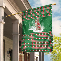 Golden Retriever Christmas Garden Flag with Red Scarf Snowflakes and Tree Pattern - Wonder Print Shop