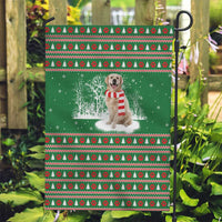 Golden Retriever Christmas Garden Flag with Red Scarf Snowflakes and Tree Pattern - Wonder Print Shop
