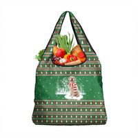 Golden Retriever Christmas Grocery Bag with Red Scarf Snowflakes and Tree Pattern - Wonder Print Shop