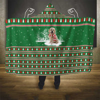 Golden Retriever Christmas Hooded Blanket with Red Scarf Snowflakes and Tree Pattern - Wonder Print Shop