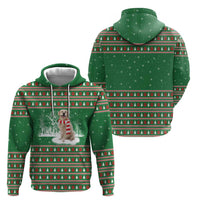 Golden Retriever Christmas Hoodie with Red Scarf Snowflakes and Tree Pattern - Wonder Print Shop