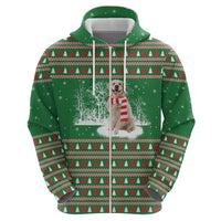 Golden Retriever Christmas Hoodie with Red Scarf Snowflakes and Tree Pattern - Wonder Print Shop