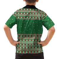 Golden Retriever Christmas Kid Hawaiian Shirt with Red Scarf Snowflakes and Tree Pattern - Wonder Print Shop