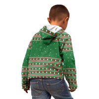 Golden Retriever Christmas Kid Hoodie with Red Scarf Snowflakes and Tree Pattern - Wonder Print Shop