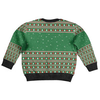 Golden Retriever Christmas Kid Ugly Christmas Sweater with Red Scarf Snowflakes and Tree Pattern - Wonder Print Shop