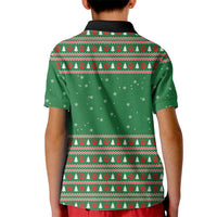 Golden Retriever Christmas Kid Polo Shirt with Red Scarf Snowflakes and Tree Pattern - Wonder Print Shop