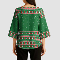 Golden Retriever Christmas Kimono Sleeve Blouse with Red Scarf Snowflakes and Tree Pattern - Wonder Print Shop