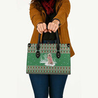 Golden Retriever Christmas Leather Bag with Red Scarf Snowflakes and Tree Pattern - Wonder Print Shop