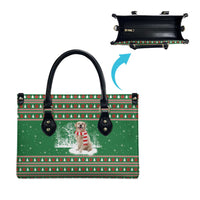 Golden Retriever Christmas Leather Bag with Red Scarf Snowflakes and Tree Pattern - Wonder Print Shop