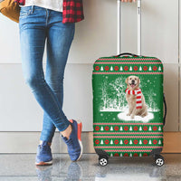 Golden Retriever Christmas Luggage Cover with Red Scarf Snowflakes and Tree Pattern - Wonder Print Shop