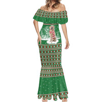 Golden Retriever Christmas Mermaid Dress with Red Scarf Snowflakes and Tree Pattern - Wonder Print Shop