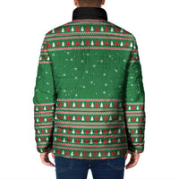 Golden Retriever Christmas Padded Jacket with Red Scarf Snowflakes and Tree Pattern - Wonder Print Shop