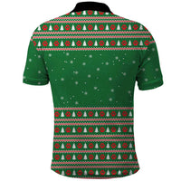 Golden Retriever Christmas Polo Shirt with Red Scarf Snowflakes and Tree Pattern - Wonder Print Shop