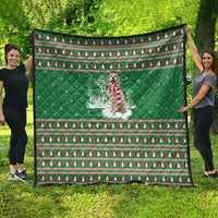 Golden Retriever Christmas Quilt with Red Scarf Snowflakes and Tree Pattern - Wonder Print Shop
