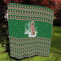 Golden Retriever Christmas Quilt with Red Scarf Snowflakes and Tree Pattern - Wonder Print Shop