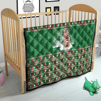 Golden Retriever Christmas Quilt with Red Scarf Snowflakes and Tree Pattern - Wonder Print Shop