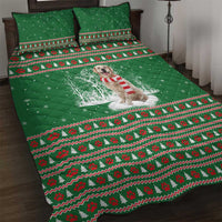 Golden Retriever Christmas Quilt Bed Set with Red Scarf Snowflakes and Tree Pattern - Wonder Print Shop
