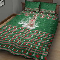 Golden Retriever Christmas Quilt Bed Set with Red Scarf Snowflakes and Tree Pattern - Wonder Print Shop